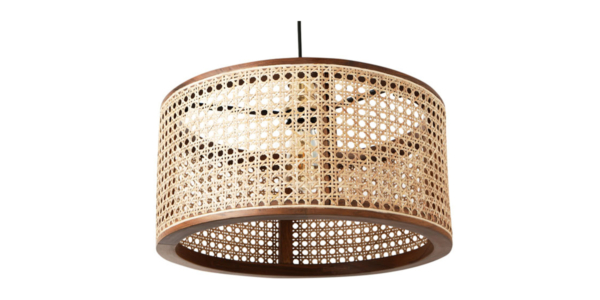 Kalpi Teak and Rattan Ceiling Light