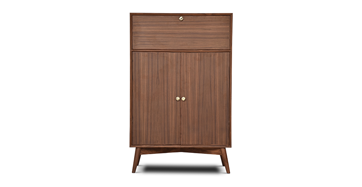 Lap & Dado Derry Bar Cabinet 1 Buy wood furniture online - Buy Bar cabinet online crafted with quality materials - Lap & Dado furniture, contemporary mid-century modern design, Derry bar cabinet in teak veneer with solid teak wood legs for your living or dining room