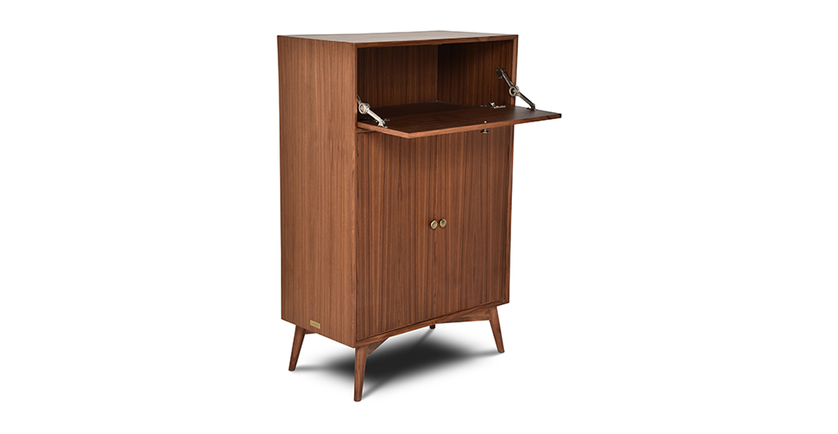 Lap & Dado Derry Bar Cabinet 5 Buy wood furniture online - Buy Bar cabinet online crafted with quality materials - Lap & Dado furniture, contemporary mid-century modern design, Derry bar cabinet in teak veneer with solid teak wood legs for your living or dining room