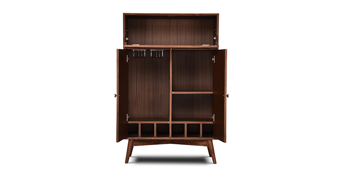 Lap & Dado Derry Bar Cabinet 6 Buy wood furniture online - Buy Bar cabinet online crafted with quality materials - Lap & Dado furniture, contemporary mid-century modern design, Derry bar cabinet in teak veneer with solid teak wood legs for your living or dining room