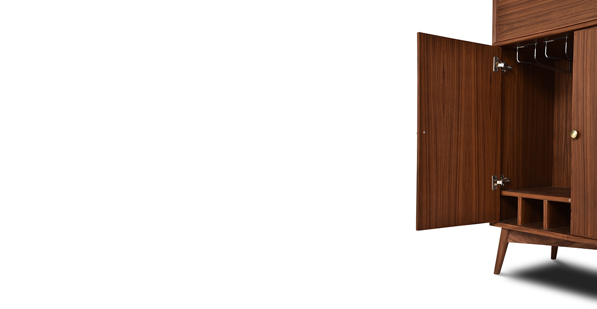 Lap & Dado Derry Bar Cabinet 7 Buy wood furniture online - Buy Bar cabinet online crafted with quality materials - Lap & Dado furniture, contemporary mid-century modern design, Derry bar cabinet in teak veneer with solid teak wood legs for your living or dining room