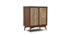 Lap & Dado Small Rattan Bar 2 Buy wood and rattan furniture online - Buy Bar cabinet online crafted with quality materials - Lap & Dado furniture, contemporary mid-century modern design, Wells canework bar cabinet in teak veneer with solid teak wood legs for your living or dining room