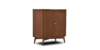 Lap & Dado Wells Bar Veneer 2 Buy wood furniture online - Buy Bar cabinet online crafted with quality materials - Lap & Dado furniture, contemporary mid-century modern design, Wells bar cabinet in teak veneer with solid teak wood legs for your living or dining room