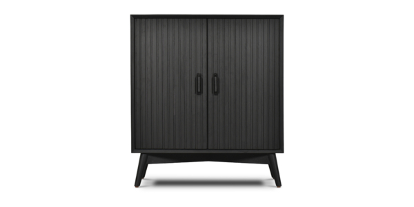 Wells Fluted Bar Cabinet - Black