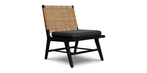 Lille Oak and Rattan Lounge Chair - Black Finish