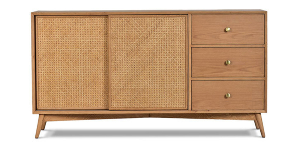 Aby Oak and Rattan Sideboard