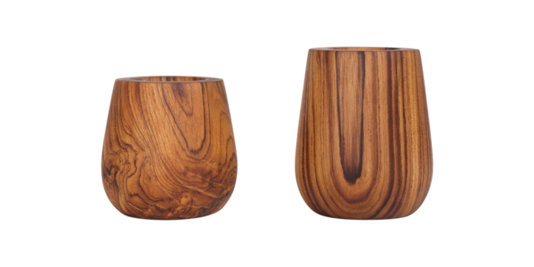 Satara Teak Tea Light Holders - Set of 2