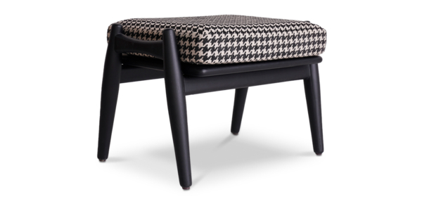 Aden Oak Footstool - Black Houndstooth