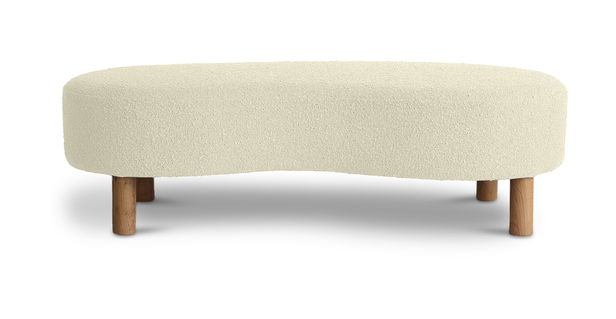 Lap and Dado Trosa Oak Boucle Bench - Ivory1