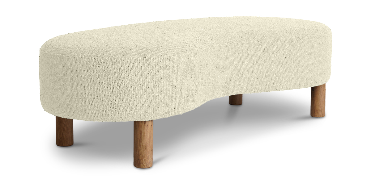 Lap and Dado Trosa Oak Boucle Bench - Ivory2