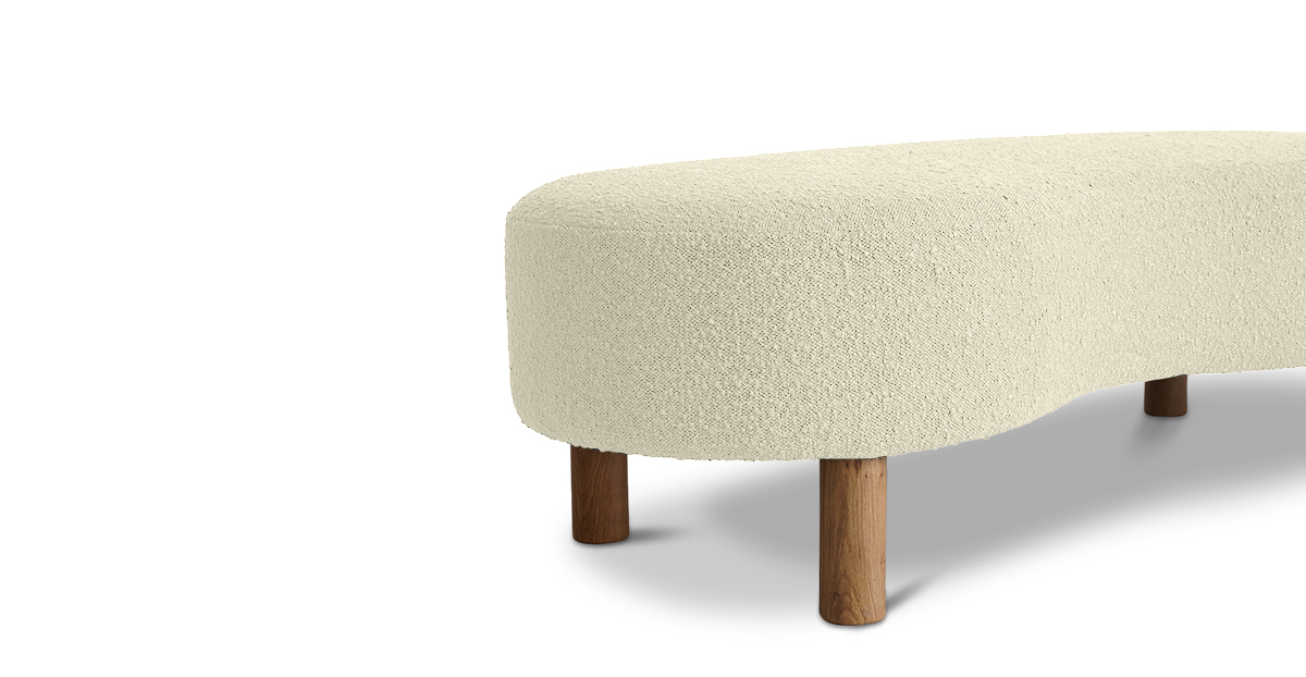 Lap and Dado Trosa Oak Boucle Bench - Ivory5