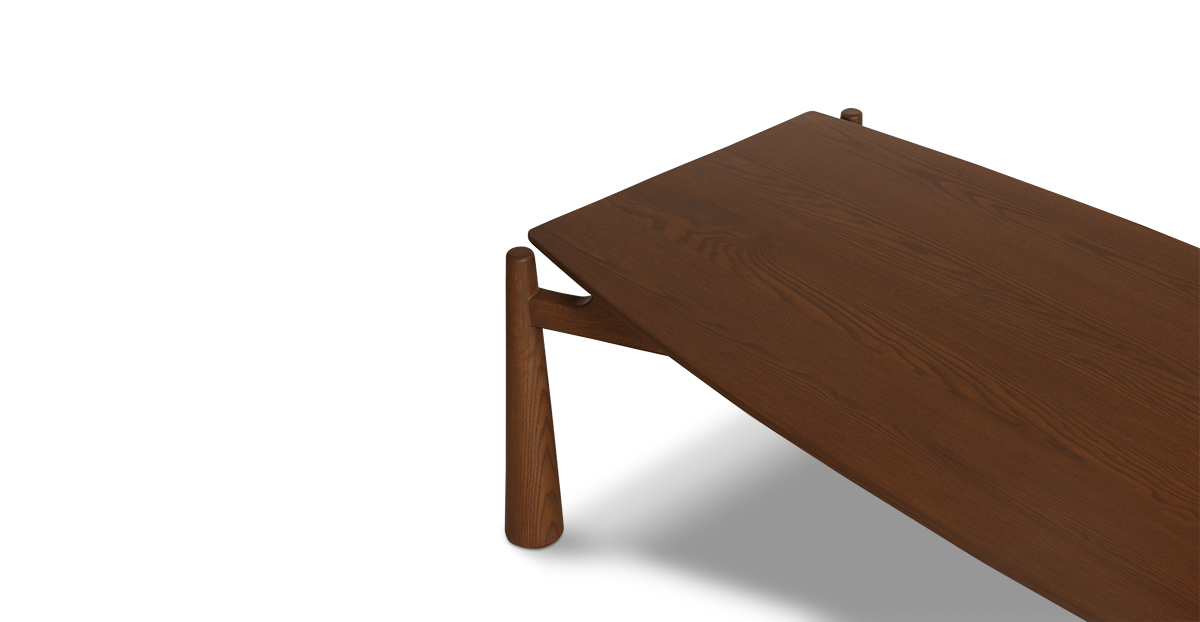 Lap and Dado Lugo Ash Coffee Table - Teak Finish 6