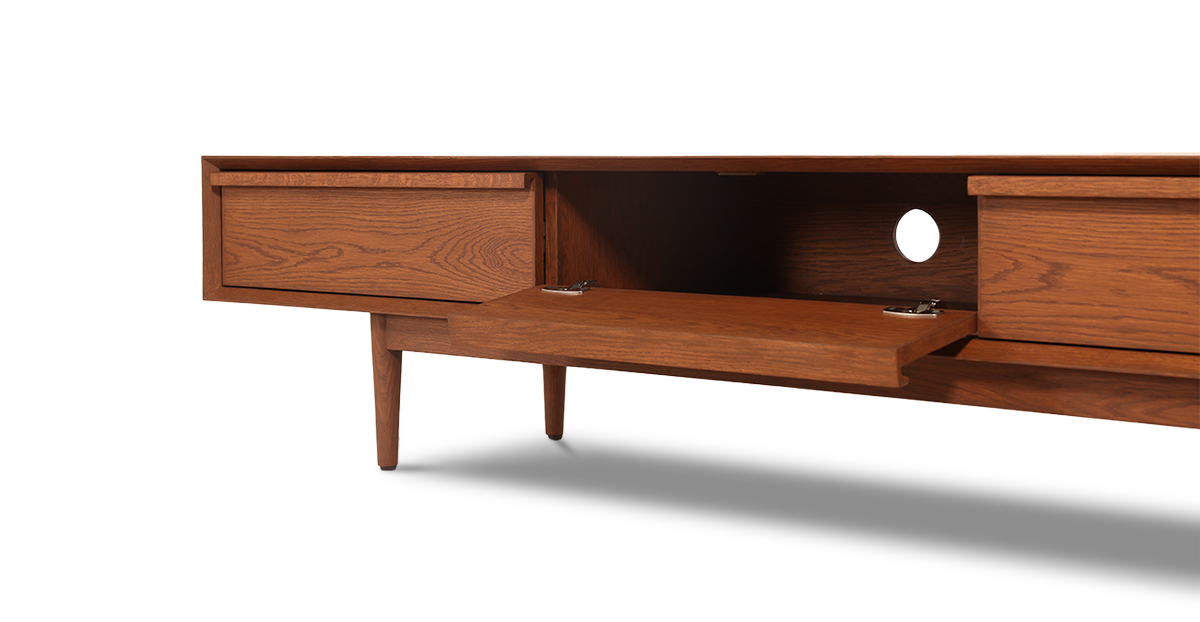 Lap and Dado Homs Oak Media Unit - Teak Finish 7