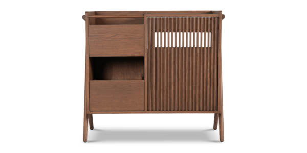 Malaka Oak Vinyl and Turntable Unit - Teak Finish